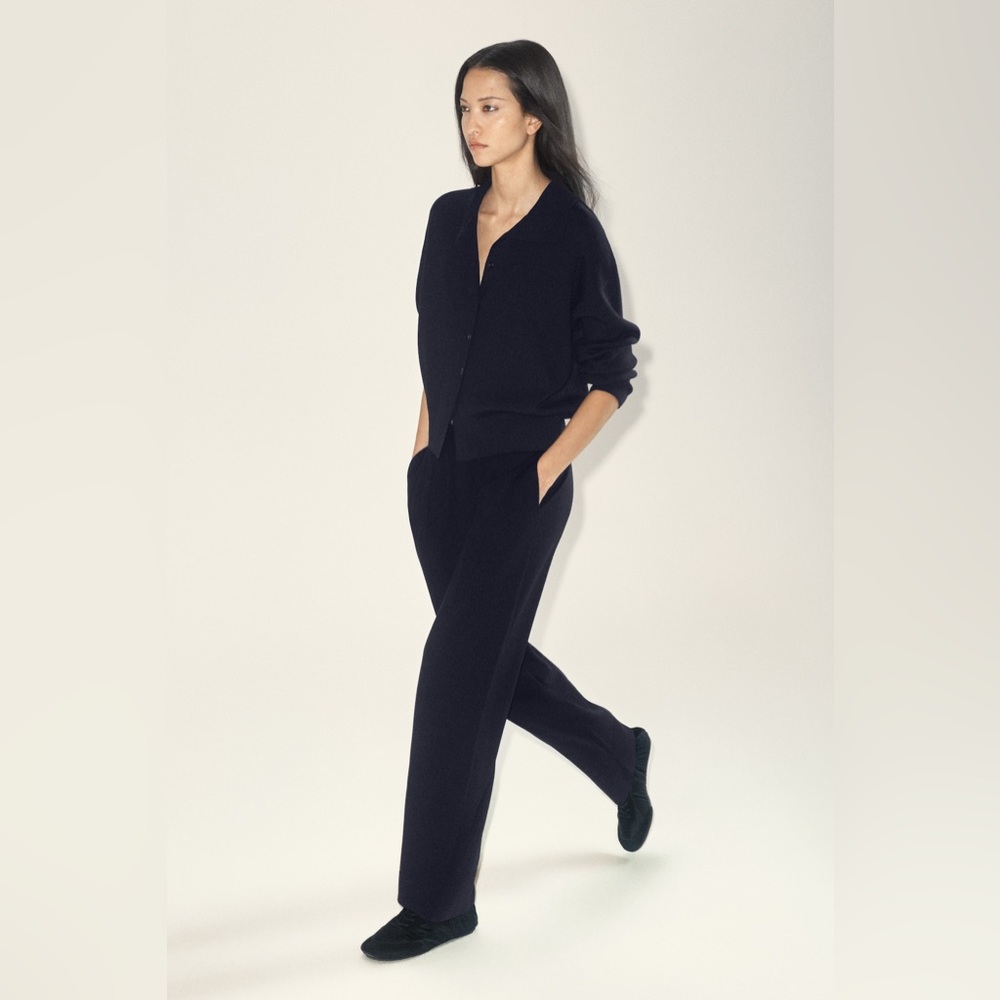 NWT COS Elasticized Merino Wool Pants in Navy